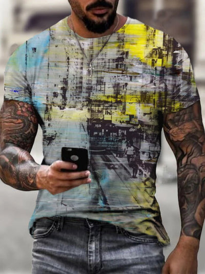 Urban Graffiti Print Short Sleeve Men's T-Shirt