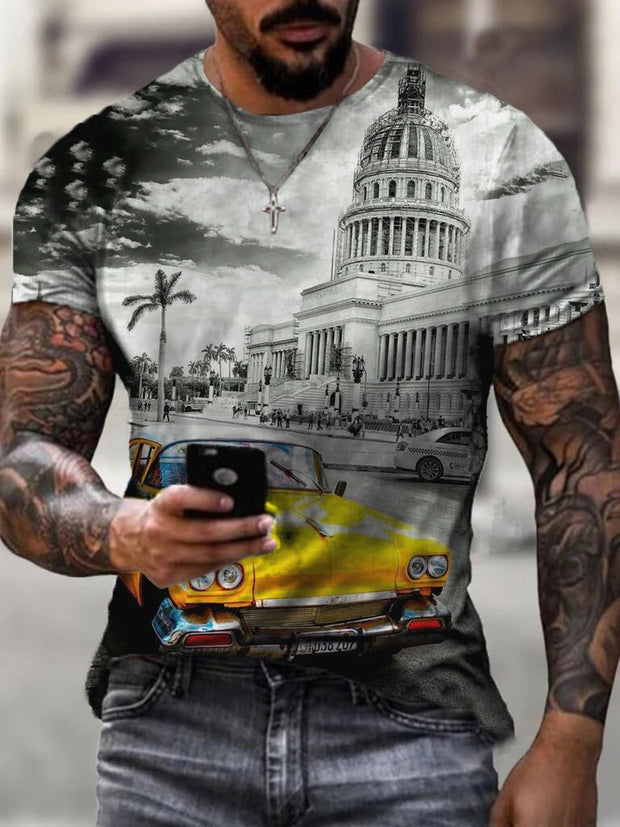U.S. Capitol Print Crew Neck Men's Short Sleeve T-Shirt